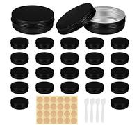 Belle Vous Petite Boite Metal Ronde en Aluminium (Lot de 24) - 60 ml Petit Pot Noir avec Couvercle Vissé - Pour Voyage, Cosmétiques, Bonbons, DIY, Baume à Lèvres et Échantillons