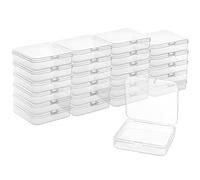 BELLE VOUS Petite Boite Plastique avec Couvercle Rabattable Transparent (Lot de 24) - L 7,2 x l 6,3 x H 1,7 cm - Petites Boites pour Pilules, Perles, Bijoux & Accessoires d’Artisanat