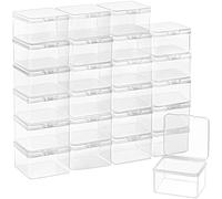 BELLE VOUS Petite Boite Plastique avec Couvercle Rabattable Transparente (Lot de 24) - L6,2 x l6,2 x H4 cm - Petites Boites pour Pilules, Perles, Bijoux & Accessoires Loisirs Créatifs