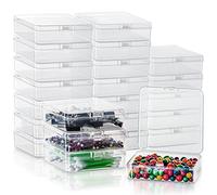 BELLE VOUS Petite Boite Plastique avec Couvercle Rabattable Transparente (Lot de 24) - L9,4 x l9,4 x H2,8 cm - Petites Boites pour Pilules, Perles, Bijoux & Accessoires Loisirs Créatifs