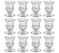 Belle Vous Photophore Verre Chauffe-Plat Effilé (Lot de 12) - l4,7 x H6,3 cm - Bougeoir Verre en Cristal - Décoration de Maison, de Table de Mariage, Centre de Table et Cadeau d’Aromathérapie