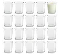 Belle Vous Photophore Verre Chauffe-Plat Transparent (Lot de 72) - 5 x 6,5 cm - Bougeoir Verre en Cristal - Décoration de Maison, de Table de Mariage et Cadeau d’Aromathérapie