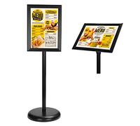 BELLE VOUS Porte Affiche A4 Noir Réglable - Presentoir Pied en Aluminium - Panneau Exposition Portrait et Paysage - Pour les Mariages, Expositions, Magasins et Menus de Restaurants