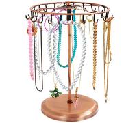 BELLE VOUS Porte Bijoux Rotatif en Métal Cuivré (23 Crochets) - H34,8 x l20,5 cm - Tour de Presentoir Bijoux - Porte Collier, Bracelets, Bagues et Boucles d’Oreilles