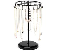 BELLE VOUS Porte Bijoux Rotatif en Métal Noir 23 Crochets - H34,8 x l20,5 cm - Tour de Presentoir Bijoux - Porte Collier Bracelets Bagues et Boucles d’Oreilles