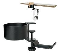 BELLE VOUS Porte Casque Gamer & Porte Gobelet Bureau 2-en-1 - Support Bureau Polyvalent Pivotant à 360 Degrés - Porte Gobelet Anti-Renversement pour Ordinateur ou Gaming