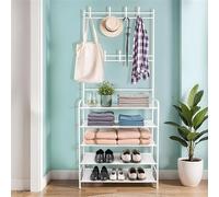 BELLE VOUS Porte-manteau 5 niveaux avec étagères de rangement pour chaussures - Support de rangement avec 8 crochets