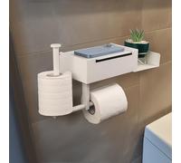Belle Vous Porte Papier Toilette avec Etagere et Support - Porte Rouleau de Papier Toilette Mural en Acier Inoxydable Salle de Bain et WC - Derouleur pour Rangement et Décoration