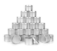 BELLE VOUS Pot a Bougie Vide Metal avec Couvercle (Lot de 24) - Petite Boite en Metal de 120 ml Réutilisables - Petite Boite Metallique pour Faire ses Bougies, Travaux Manuels, Voyage, Fêtes