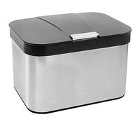 Belle Vous Poubelle Compost de Cuisine 4,3 L - Bac à Déchets Alimentaires 25 x 17 cm - Composteur de Table en Plastique Noir/INOX avec Couvercle