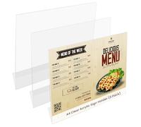 BELLE VOUS Presentoir A4 en Plastique Transparent (Lot de 3) - Présentoir de Table Incliné - Menu de Restaurant, Fiches de Bureau, Publicité, Dépliant, Flyer, Support Papier et Cadre Photo