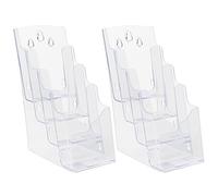 Belle Vous Presentoir Acrylique Transparent (Lot de 2) - Banette Murale Portrait à 4 Niveaux pour Comptoir, Bureau et Mur - Livrets, Brochures, Menus, Flyers, Magazines et Dépliants