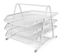 Belle Vous Range Document Metal en Maille à 3 Niveaux - Banette de Rangement Bureau A4 - Rangement Documents Bureau pour Documents/Papiers pour la Maison, École, Bureau (White)