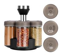 Belle Vous Range Epices Cuisine avec 6 x Pot a Epices en Verre & Couvercles Gris - Rangement Épices Rotatif 360° en Acier Inoxydable - Rangement Epices Cuisine, Herbes & Assaisonnements avec Pots