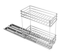 BELLE VOUS Rangement Epices Coulissant à 2 Niveaux - l12 x P26 x H23,8 cm - Range Epices Cuisine pour Armoire de Cuisine, Fer