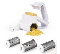 Belle Vous Râpe à Fromage Rotative Manuelle - Coupe Legumes Multifonctions à 3 Tambours - Rape en Acier Inoxydable pour la Cuisine - Mandoline avec Poignée - Rapeuse a Legume