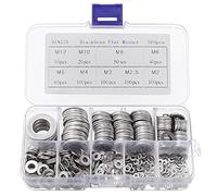 Belle Vous Rondelle Inox avec Boîte de Rangement (Lot de 580) - Assortiment de 9 Tailles M2, M2.5, M3, M4, M5, M6, M8, M10 & M12 - Lot de Rondelles Métal - Réparations, Usines & Décoration Intérieure