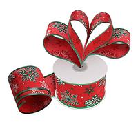 Belle Vous Ruban Organza Rouge - Ruban Cadeau 20m x 6,3 cm de Large - Ruban Tissu à Flocons de Neige Pailletés pour Arbre de Noël - Organza Rouleau pour Emballage Cadeaux et Décoration