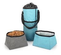 BELLE VOUS Sac de Voyage pour Chien avec Gamelles Eau et Nourriture - Sac a Friandise et Accessoires - Pochette avec Gamelle Pliable - Accessoire pour Voyages et Dressage