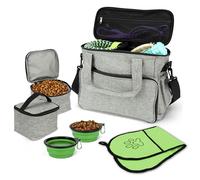 BELLE VOUS Sac de Voyage pour Chien avec Gamelles Pliables - Sac de Transport avec Poches Multifonctions - Rangement Accessoires pour Animaux de Compagnie - Chien et Chat