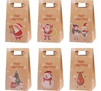 Belle Vous Sacs Cadeaux Noël (Lot De 24) - Emballage Cadeaux De Noël (15,6 X 8,6 X 6 Cm) 6 Designs (4 De Chaque) - Sacs En Papier Kraft Pour Biscuits, Gâteaux, Friandises, Cadeaux Et Surprises