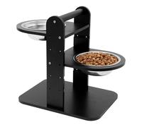 Belle Vous Support de Gamelles pour Chien en Bambou Surélevé - 2 x 1 L Gamelles en INOX et 41 x 40 x 30 cm Hauteur Réglable- Support de Gamelles en INOX pour Chiens et Chats de Toutes Tailles