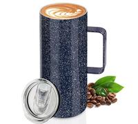BELLE VOUS Tasse Isotherme Acier Inoxydable Bleu 560 ml avec Couvercle Coulissant et Poignée - Tasse Isotherme pour Boissons Chaudes et Froides - Lavable au Lave-Vaisselle