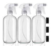 BELLE VOUS Vaporisateur Vide Réutilisable en Verre Transparent (Lot de 3) - Pulverisateur Vide 250 ml - Bouteille Spray 2 Réglages pour Produits de Nettoyage, Aromathérapie et Huiles Essentielles