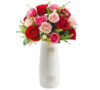 Belle Vous Vase Blanc Ceramique Nervuré Ancien - Vase Blanc Design Décoratif Moderne - Décoration Intérieure pour Herbe de Pampa et Fleurs - Bibliothèque, Cheminée, Table, Entrée et Salon