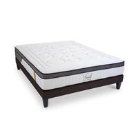 BELLECOUR Ensemble Lit 160x200 cm 2 Places - Matelas Mémoire de Forme 25 cm + Sommier en Bois 24 Lattes - Confort & Hygiène - Fabriqué en Europe Tivoli