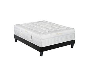 BELLECOUR Ensemble Lit 2 Places 140x190 - Matelas Mémoire de Forme 33 cm Empereur + Sommier à Lattes en Bois - Fabrication Française