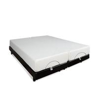 BELLECOUR Ensemble Sommier Électrique + Matelas Mémoire de Forme 21 cm 2 Places 2 x 70x190 cm (ou 140x190 cm) - Tête & Pieds relevables et télécommande Filaire - Fabriqué en France