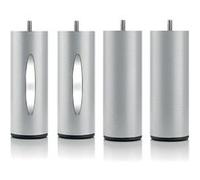 LITERIE - Jeu de pieds de lit cylindriques (2 lumineux + 2 métal Gris)