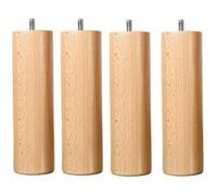 BELLECOUR Lot de 4 Pieds de Lit en Bois Cylindre Certifié PEFC et Made in France Literie | Couleur Bois Naturel | Hauteur 20 cm | Tige Filetée Standard 8 mm | Compatible avec la majorité des sommiers
