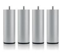 BELLECOUR LITERIE - Jeu de pieds de lit cylindriques en métal Gris Hauteur 16 cm (lot de 4) Gris