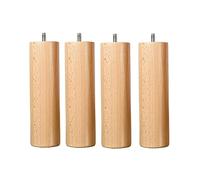 BELLECOUR Lot de 4 Pieds de Lit en Bois Cylindre Certifié PEFC et Made in France Literie | Couleur Bois Naturel | Hauteur 10 cm | Tige Filetée Standard 8 mm | Compatible avec la majorité des sommiers