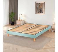 BELLECOUR Sommier à Lattes 160x200 cm - 30 cm de Hauteur Kit Color Literie - Coloris Vert Pastel - Lattes en Bois Flexibles et Tissu Oeko-Tex - Facile à Monter - Fabriqué en Europe