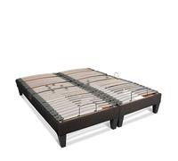BELLECOUR Sommier Électrique à Lattes 2X 80x200 cm (160x200cm) avec tête, Buste & Pieds relevables et télécommande Filaire modèle Amiral - Fabriqué en Europe