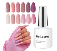BELLECREY Lot de 12 vernis à ongles en gel rose - Kit de vernis à ongles gel UV à paillettes - Cadeau de beauté pour femme