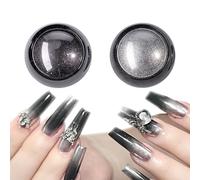 Bellecrey Lot de 2 pots de poudre à ongles chromés, effet miroir métallique, manucure, décoration d'ongles