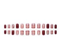 Bellecrey Lot de 24 faux ongles carrés brillants à presser pour ongles de Noël