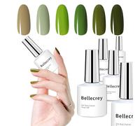 BELLECREY Lot de 6 vernis à ongles en gel, vert citron, vert clair, vernis à ongles foncé, vernis à ongles en gel UV, manucure, salon de manucure à la maison pour femme
