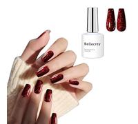Bellecrey Vernis à ongles gel à paillettes rouges - 7 ml - Vernis à ongles gel UV - Manucure à faire soi-même - Salon de rêve à la maison