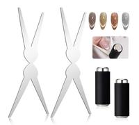 BelleFlair 2 Ensemble de Cat Eye Magnet, Outil à Ongles en forme de Ciseaux pour Effet French Manucure, Aimant à Ongles Puissant pour Vernis Gel Eye, Accessoires Nail Art DIY Design Ongles
