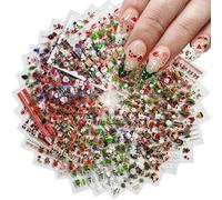 BelleFlair 30 feuilles stickers ongles Noël 3D flocon de neige autocollants autocollants ongles doux Père Noël motifs d'hiver tatouages pour femmes enfants nail art déco nouvel an design ongles