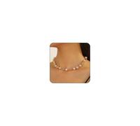 BelleFlair Collier Ras du Cou Femme Doré Perles Colorées Fleur Arc-en-ciel Strass Bijoux Élégant Old Money Style Statement Pearl Necklace Pour Femmes