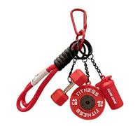 BelleFlair Porte-clés Fitness avec Disque de Poids et Shaker, Accessoire Gym pour Hommes Femmes, Accessoire de Musculation, Accessoire de Sac, Cadeaux Porte-bonheur pour Amoureux du Fitness (Rouge)
