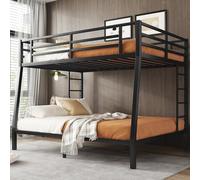 Bellemave Lit superposé Double XL pour Adultes, Cadre de lit superposé avec 2 échelles et Garde-Corps Pleine Longueur, Assemblage Facile, Matelas Non Inclus, Noir