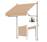 BelleMax Store Balcon sans percage,Store Banne Pliant 2-in-1,Protection UV et imperméable, réglable en Hauteur, Khaki 250 cm x (125 + 25 cm)