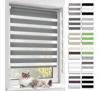 BelleMax Store Enrouleur Jour Nuit,Tissu Double,Rideau sans Perçage,Translucide Occultant Protection Vie privée,pour Fenêtre et Porte,(Largeur du Tissu 60 cm),Gris Foncé,60l x 200L cm